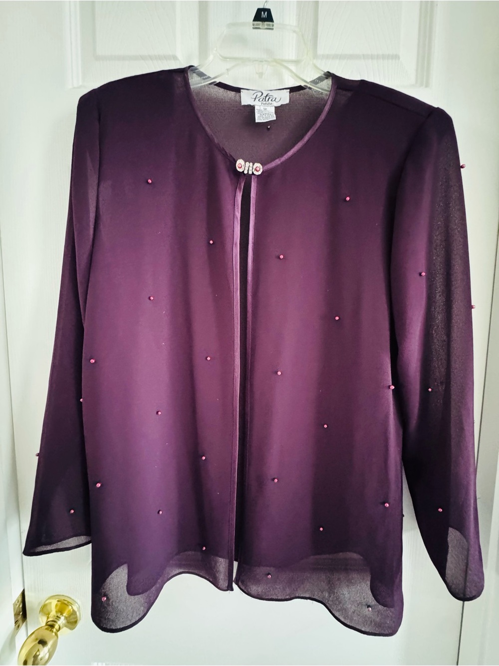 Patra Plum Button-Front Blouse with Beaded Detail